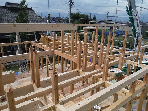 松本市里山辺　H様邸　建て方完了